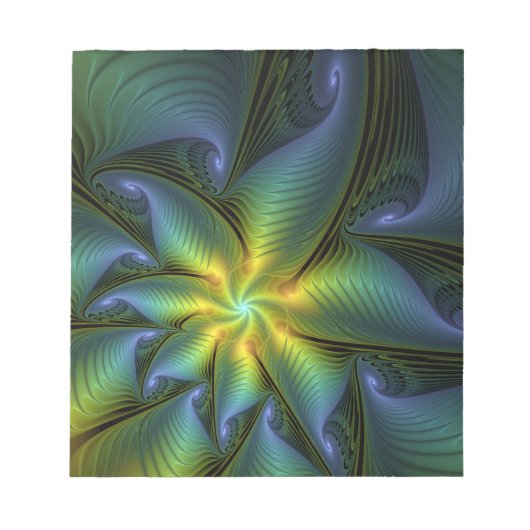 Abstracte Star, glimmende Blauwe Groene Golden Fra Notitieblok (Voorkant)