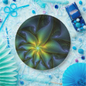 Abstracte Star, glimmende Blauwe Groene Golden Fra Papieren Bordje (Feest)