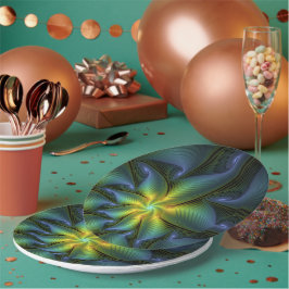 Abstracte Star, glimmende Blauwe Groene Golden Fra Papieren Bordje