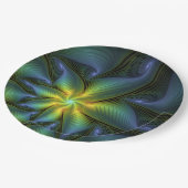 Abstracte Star, glimmende Blauwe Groene Golden Fra Papieren Bordje (Gekanteld)