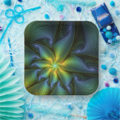 Abstracte Star, glimmende Blauwe Groene Golden Fra Papieren Bordje (Feest)