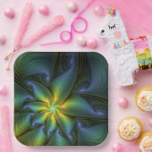 Abstracte Star, glimmende Blauwe Groene Golden Fra Papieren Bordje (Feest)