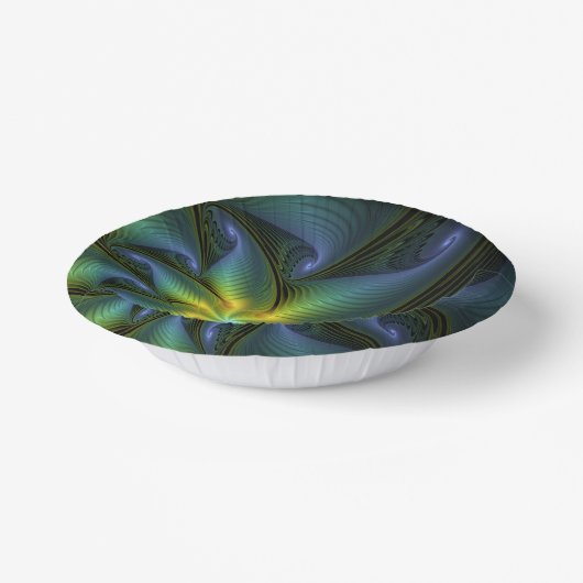 Abstracte Star, glimmende Blauwe Groene Golden Fra Papieren Kommen (Gebogen)