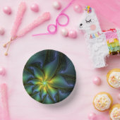 Abstracte Star, glimmende Blauwe Groene Golden Fra Papieren Kommen (Feest)