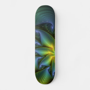 Abstracte Star, glimmende Blauwe Groene Golden Fra Persoonlijk Skateboard
