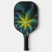 Abstracte Star, glimmende Blauwe Groene Golden Fra Pickleball Paddle (Voorkant)
