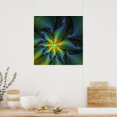 Abstracte Star, glimmende Blauwe Groene Golden Fra Poster (Keuken)