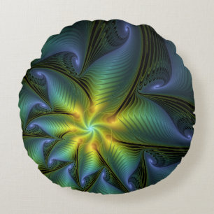 Abstracte Star, glimmende Blauwe Groene Golden Fra Rond Kussen