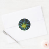 Abstracte Star, glimmende Blauwe Groene Golden Fra Ronde Sticker (Envelop)