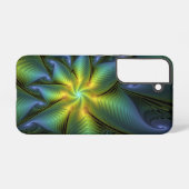 Abstracte Star, glimmende Blauwe Groene Golden Fra Samsung Galaxy Hoesje (Achterkant horizontaal)