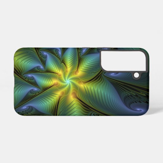 Abstracte Star, glimmende Blauwe Groene Golden Fra Samsung Galaxy Hoesje (Achterkant horizontaal)