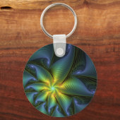 Abstracte Star, glimmende Blauwe Groene Golden Fra Sleutelhanger (Voorkant)