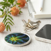 Abstracte Star, glimmende Blauwe Groene Golden Fra Sleutelhanger (Zijkant)