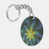 Abstracte Star, glimmende Blauwe Groene Golden Fra Sleutelhanger (Voorkant Links)