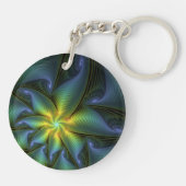 Abstracte Star, glimmende Blauwe Groene Golden Fra Sleutelhanger (Achterkant)