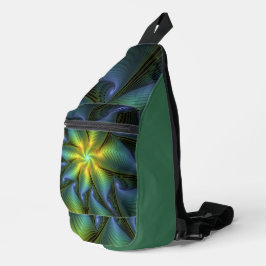 Abstracte Star, glimmende Blauwe Groene Golden Fra Sling Bag
