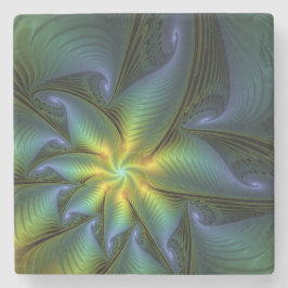 Abstracte Star, glimmende Blauwe Groene Golden Fra Stenen Onderzetter