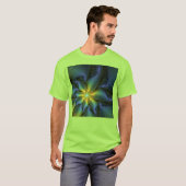 Abstracte Star, glimmende Blauwe Groene Golden Fra T-shirt (Voorkant volledig)