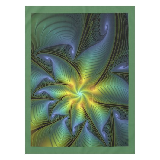 Abstracte Star, glimmende Blauwe Groene Golden Fra Tafelkleed (Voorkant)