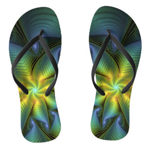 Abstracte Star, glimmende Blauwe Groene Golden Fra Teenslippers