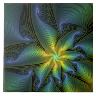 Abstracte Star, glimmende Blauwe Groene Golden Fra Tegeltje