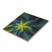 Abstracte Star, glimmende Blauwe Groene Golden Fra Tegeltje (Zijkant)