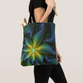 Abstracte Star, glimmende Blauwe Groene Golden Fra Tote Bag (Dichtbij)