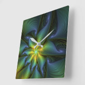 Abstracte Star, glimmende Blauwe Groene Golden Fra Vierkante Klok (Hoek)