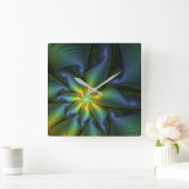 Abstracte Star, glimmende Blauwe Groene Golden Fra Vierkante Klok (Huis)