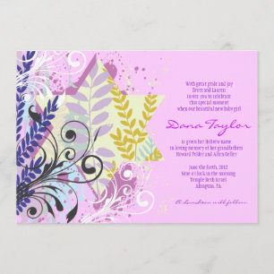 Abstracte Star Jewish Baby Noaming Invitation Hebr Kaart