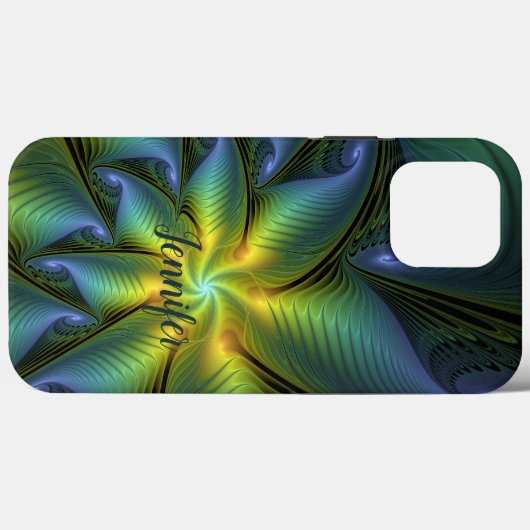 Abstracte Star Shiny Blue Green Golden Fractal Nam Case-Mate iPhone Case (Achterkant (horizontaal))