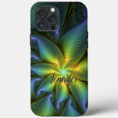 Abstracte Star Shiny Blue Green Golden Fractal Nam Case-Mate iPhone Case (Achterkant)