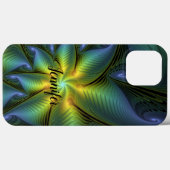 Abstracte Star Shiny Blue Green Golden Fractal Nam Case-Mate iPhone Case (Achterkant (horizontaal))