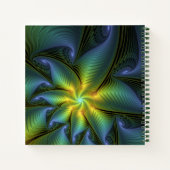Abstracte Star Shiny Blue Green Golden Fractal Nam Notitieboek (Achterkant)
