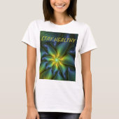 Abstracte Star Shiny Blue Green Golden Fractal Tex T-shirt (Voorkant)