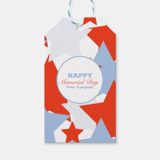 Abstracte Stars Memorial Day Evenement Feest Cadeaulabel (Voorkant)