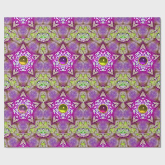 ABSTRACTE STARTEN MET PAARSE, GEEL, PINK GEM STONT CADEAUPAPIER (Vlak)