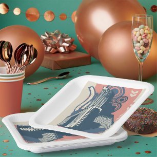 Abstracte stedelijke achtergrond papieren bordje