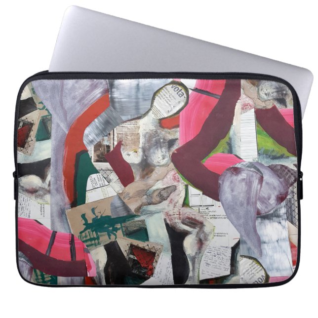 Abstracte stedelijke kunst collage Handgeschilderd Laptop Sleeve (Voorkant)