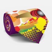 Abstracte Steelpan met Pansticks en verfspatten Stropdas (Opgerold)