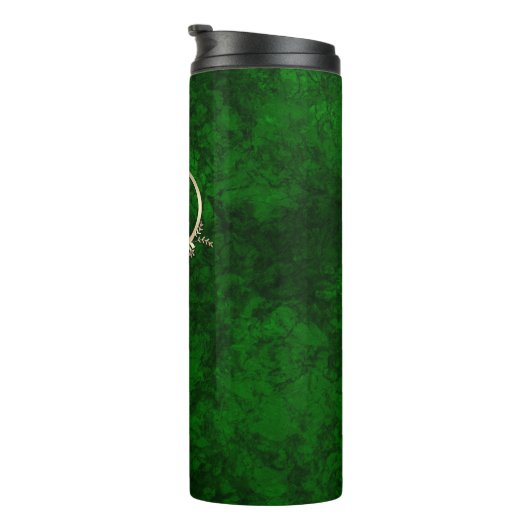 Abstracte steen, getextureerd donkercontrastgroen thermosbeker (Geroteerd rechts)