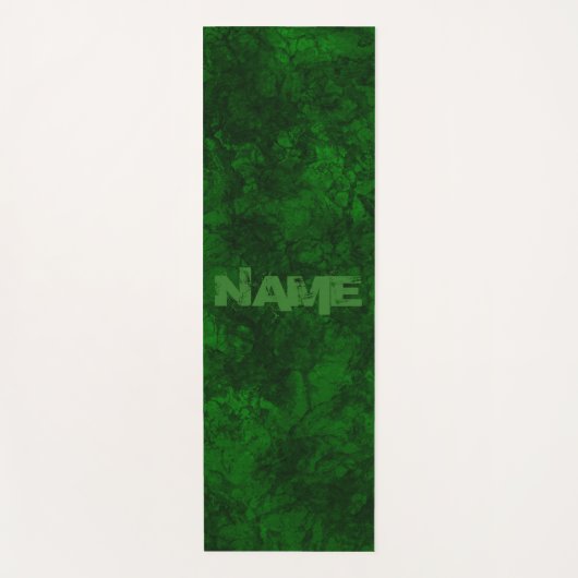 Abstracte steen, getextureerd donkercontrastgroen yogamat (Voorkant)