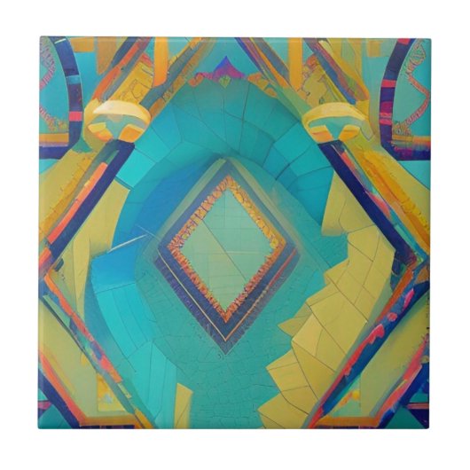 Abstracte stemmen van turkooizen marokkaans mozaïe tegeltje (Voorkant)