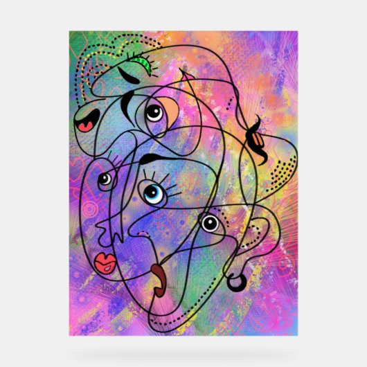 Abstracte stemming gezichten kunst acryl teken acryl bord (Voorkant)