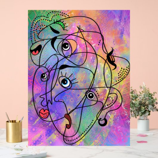 Abstracte stemming gezichten kunst acryl teken acryl bord (Huwelijk)