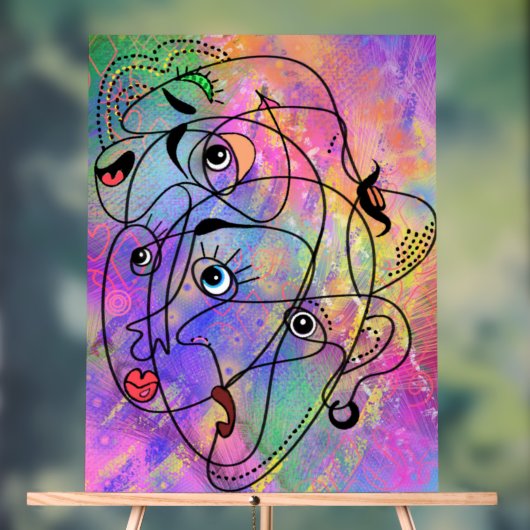 Abstracte stemming gezichten kunst acryl teken bord (Neutraal)