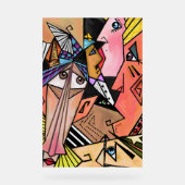 Abstracte stemming gezichten kunst kubisme stijl a acryl bord (Voorkant)