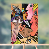 Abstracte stemming gezichten kunst kubisme stijl a acryl bord (Neutraal)