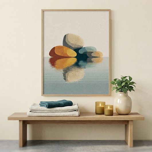 Abstracte stenen reflectie wandkunst voor de woonk poster