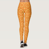 Abstracte ster geometrisch, Sinaasappel en goud Leggings (Achterkant)